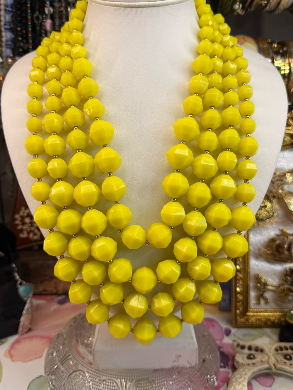 Kate Spade Vibrant Yellow Multi-Strand Acrylic Statement Necklace